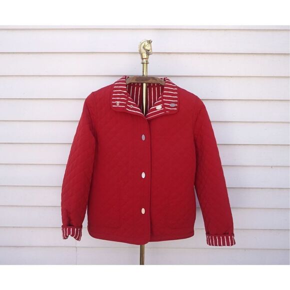 Classic Preppy Red Quilted Reversible Barn Jacket - Picture 1 of 6